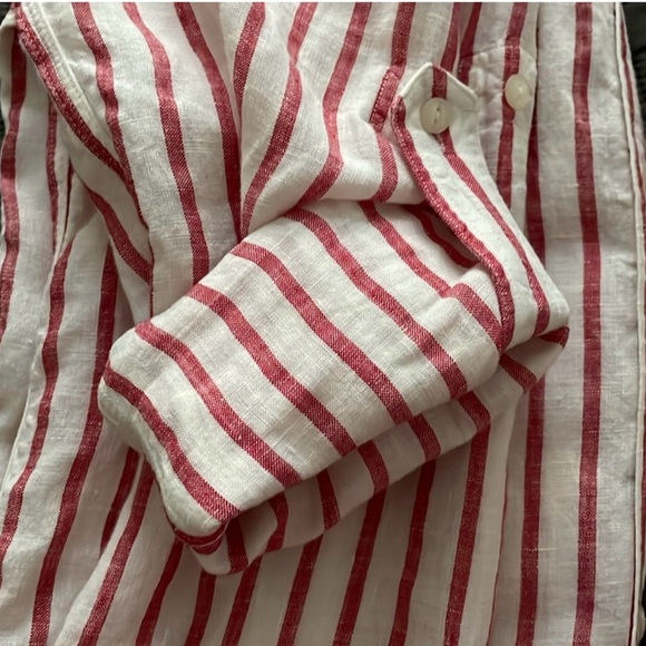 Ralph Lauren Red and Cream Striped Linen Shirt - Picture 6 of 6